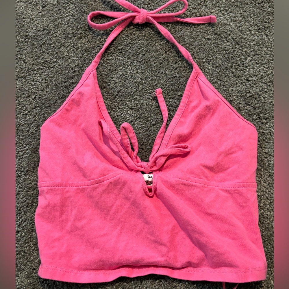 Pink garage halter top